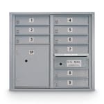View 9 Door Standard 4C Mailbox with (1) Parcel Locker